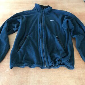 Patagonia Fleece Jacket Men M Blue Full Zip Draw Cord Zip Pocket Long Sleeve
